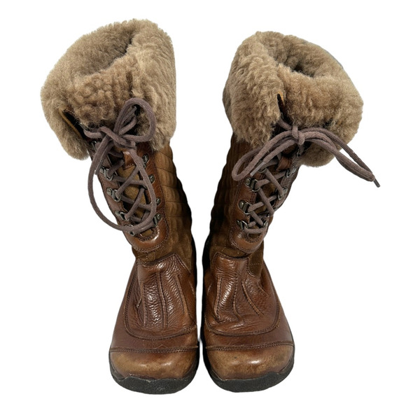 Dansko Kassidy Winter Boots Womens 5.5 6 EUR 36 Brown Leather Lace Up Fur - Picture 2 of 8